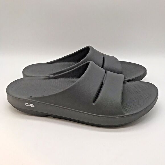 OOFOS OOahh Slides Unisex Men\'s 12 Women\'s 14 Gray Recovery Comfort Sandal EU 45 main image 5